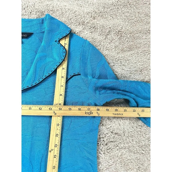 Ming Wang Women's Long Sleeve  Blue Collared Sweater Blazer Size XS Open Front - Picture 9 of 16